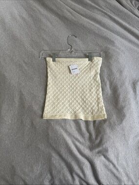 Free People Cream Textured Knit Mini Skirt